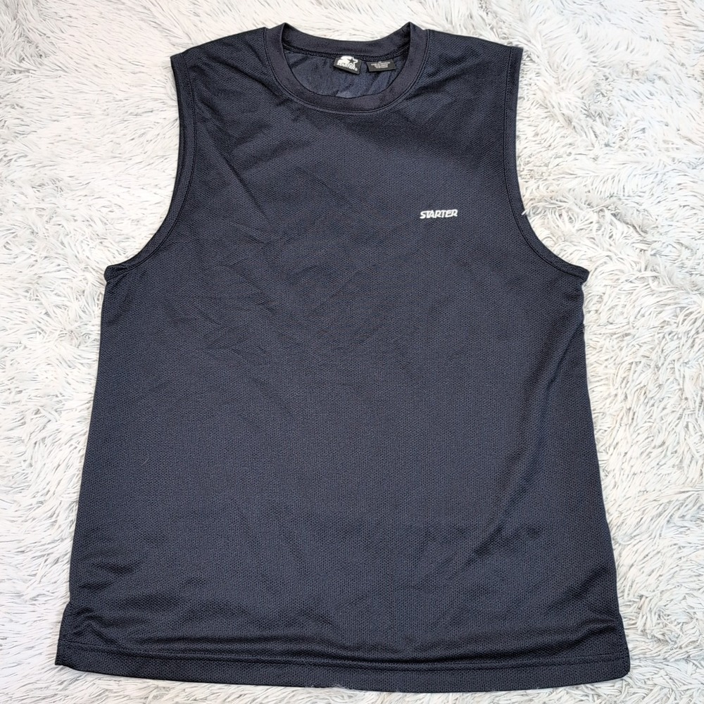 Starter‎ Shirt Mens M Blue Mesh Basketball Sleeveless Athletic Active Logo